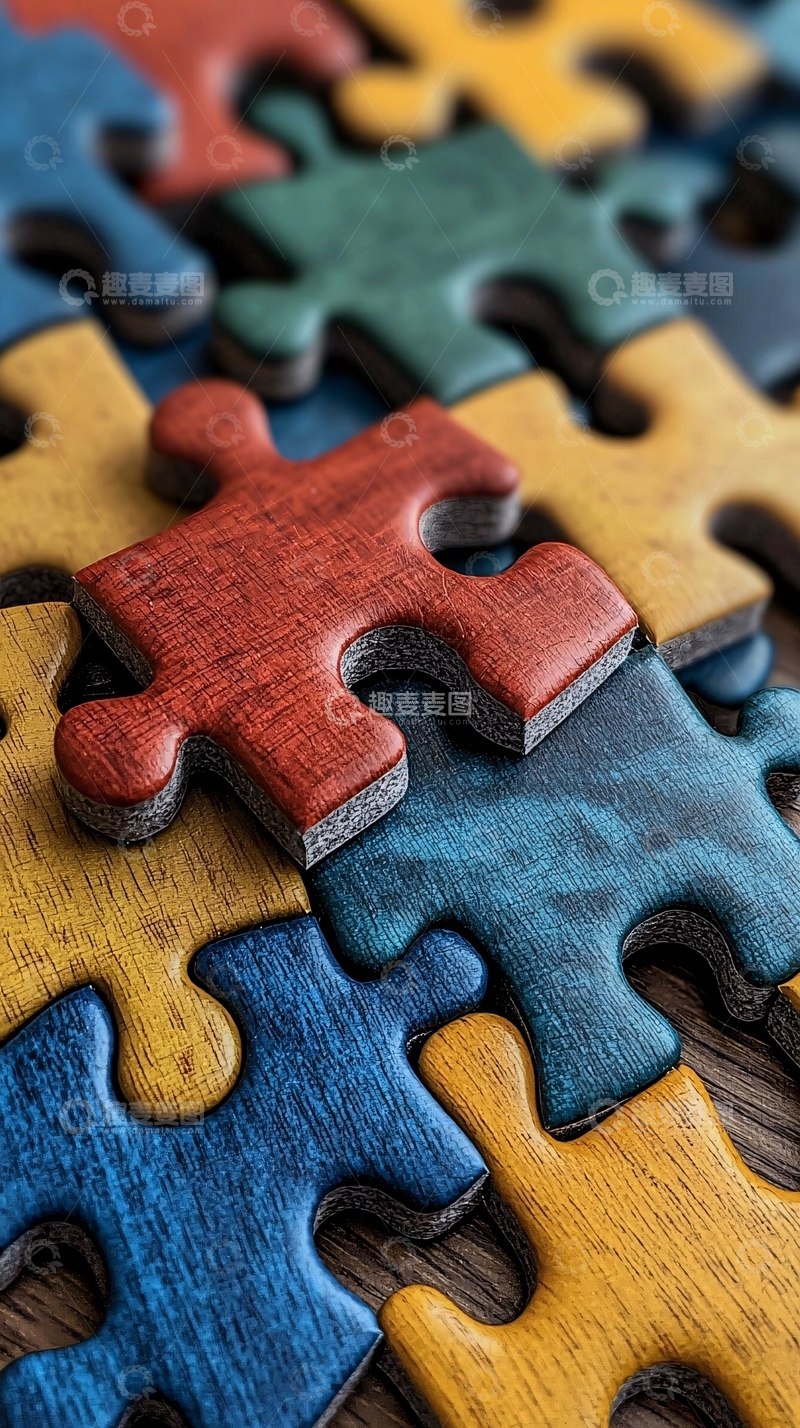 高清大图下载【趣麦麦图】彩色木质拼图