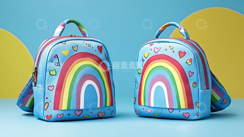 高清大图下载【趣麦麦图】彩虹儿童背包