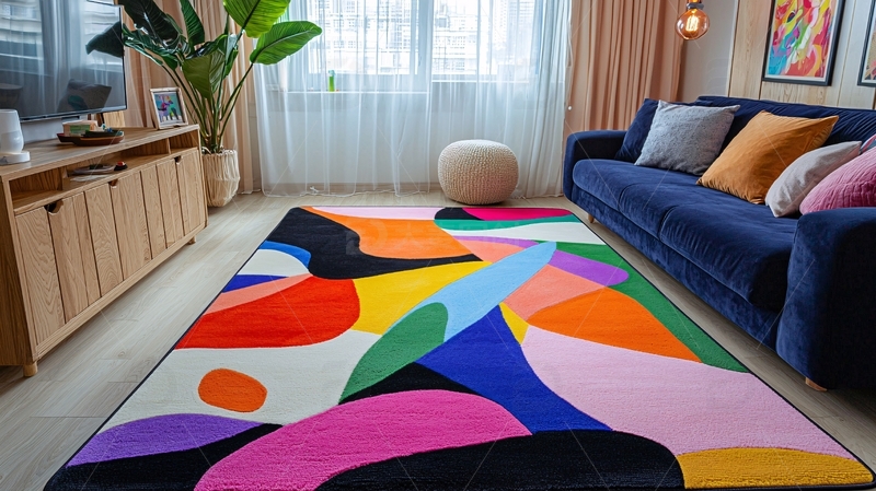 现代简约抽象几何地毯