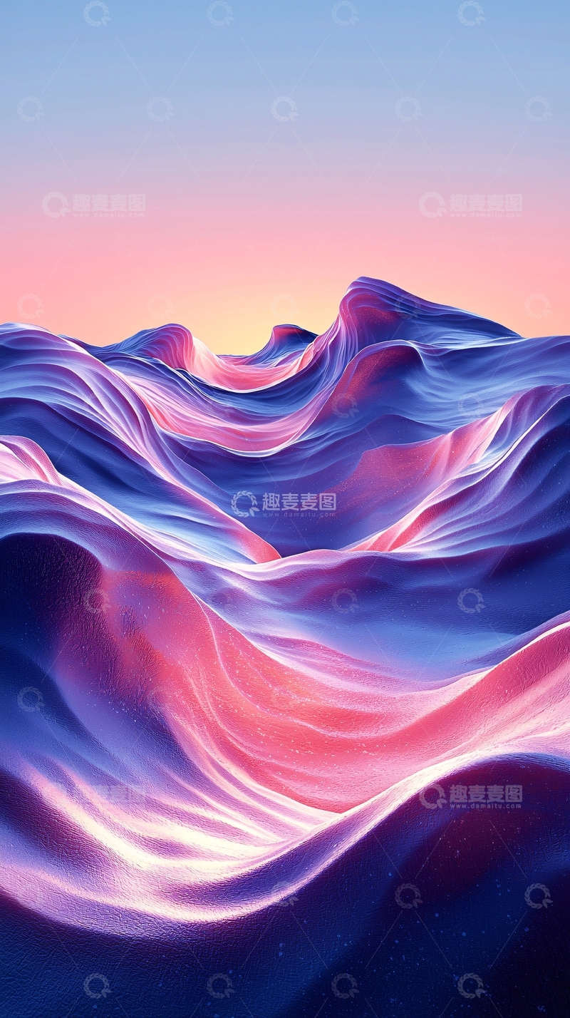 高清大图下载【趣麦麦图】粉色紫色的流体山丘