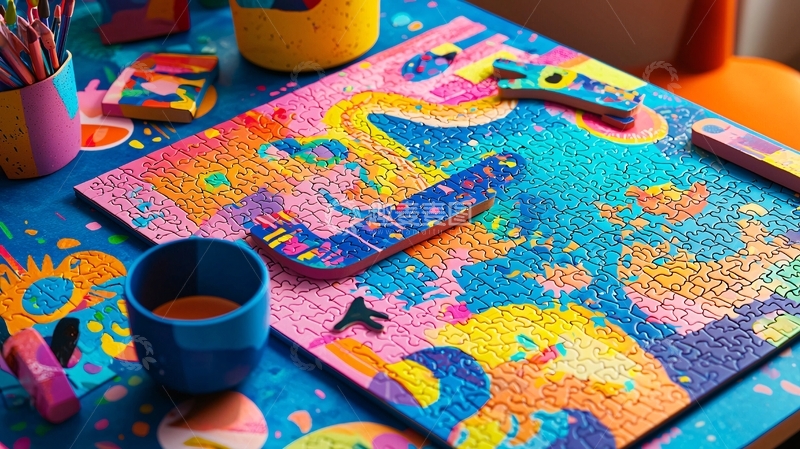 高清大图下载【趣麦麦图】彩色拼图桌游