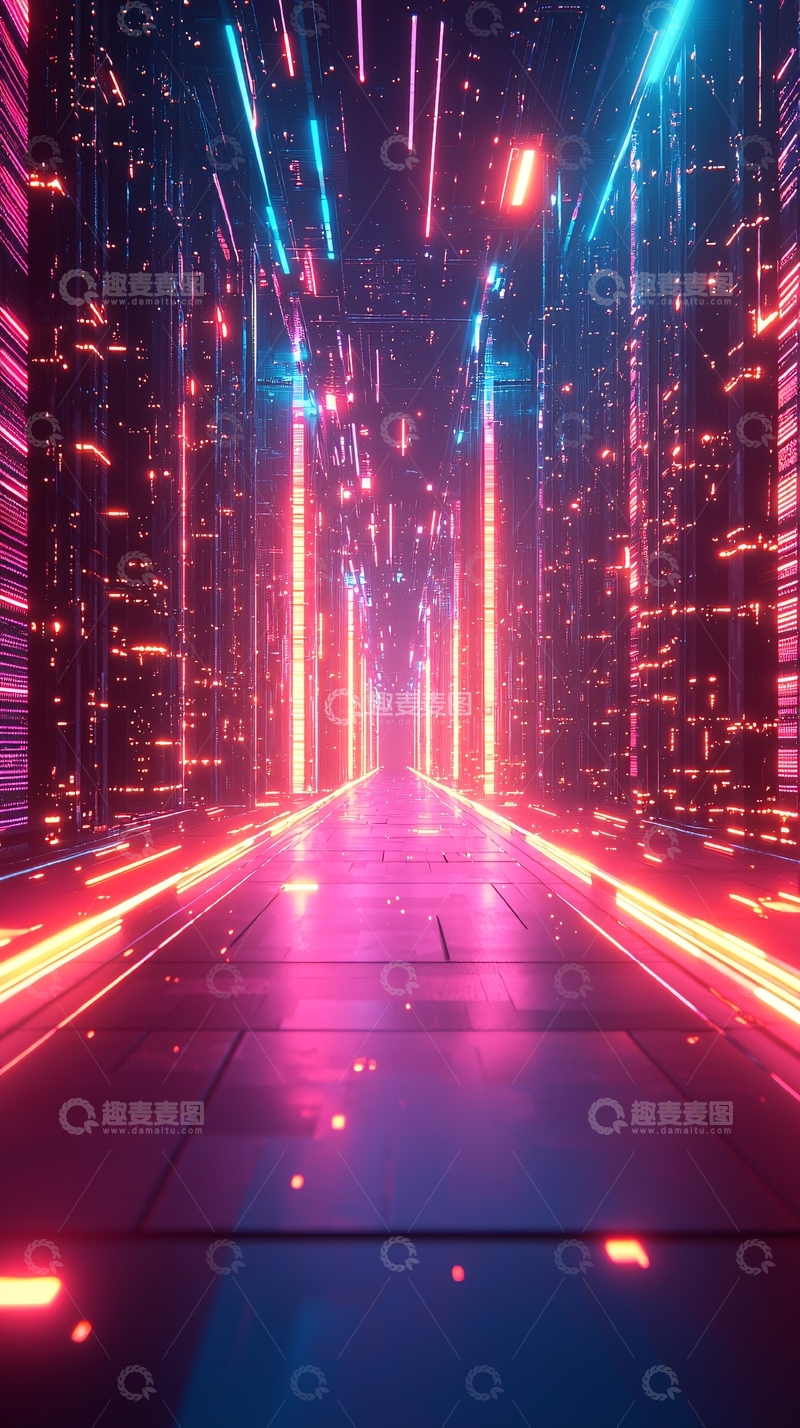 高清大图下载【趣麦麦图】未来科技感的城市夜景