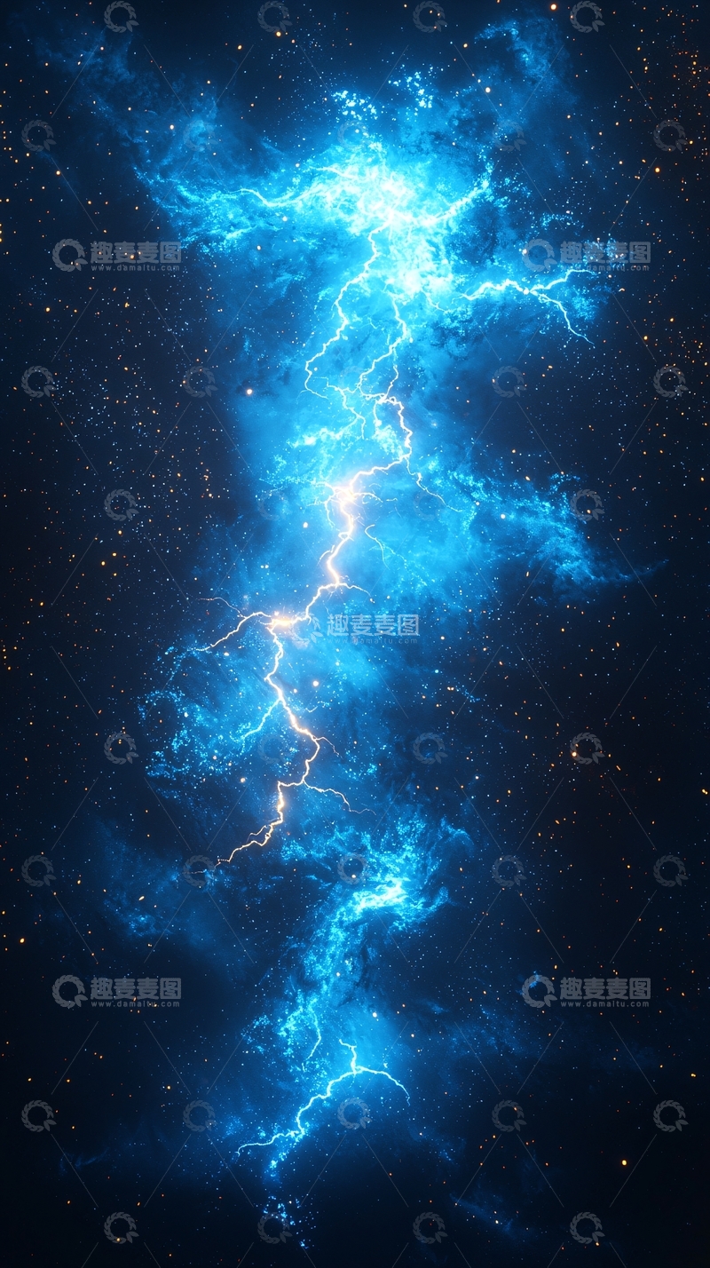 高清大图下载【趣麦麦图】蓝色宇宙闪电
