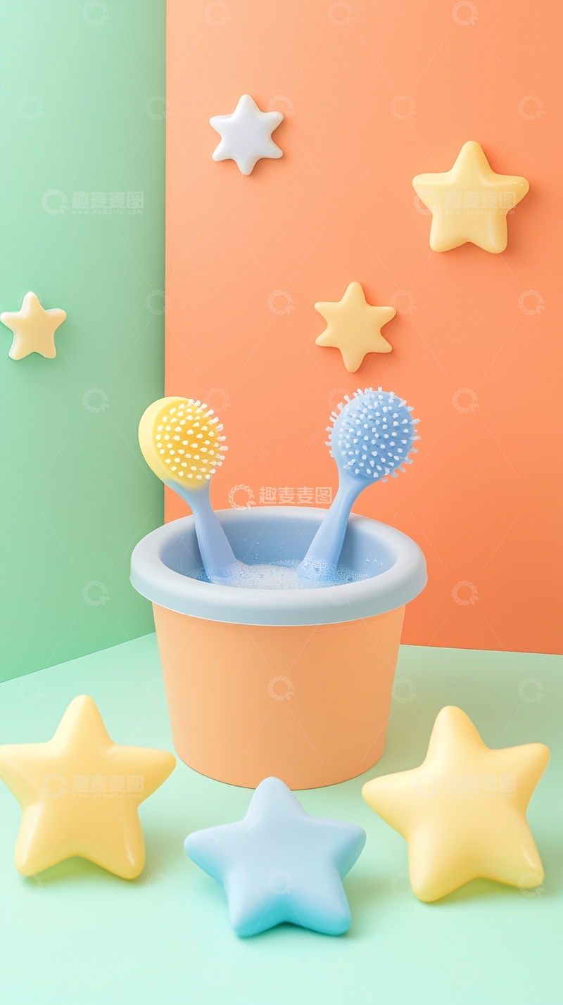 高清大图下载【趣麦麦图】婴儿洗澡刷
