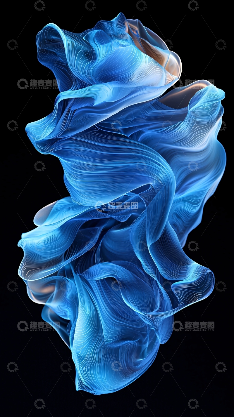 高清大图下载【趣麦麦图】蓝色流体抽象艺术