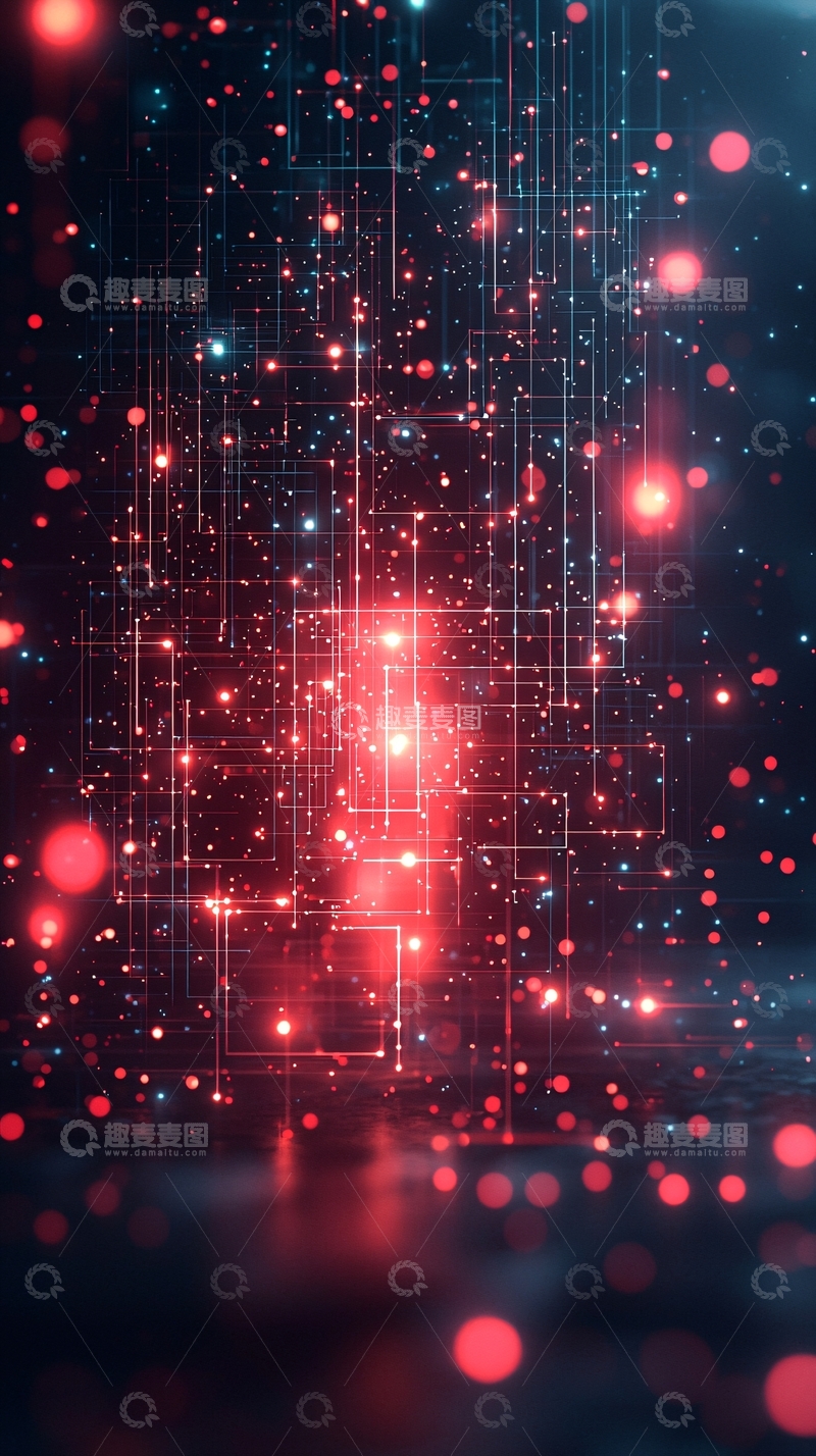 高清大图下载【趣麦麦图】科技感红色光线背景