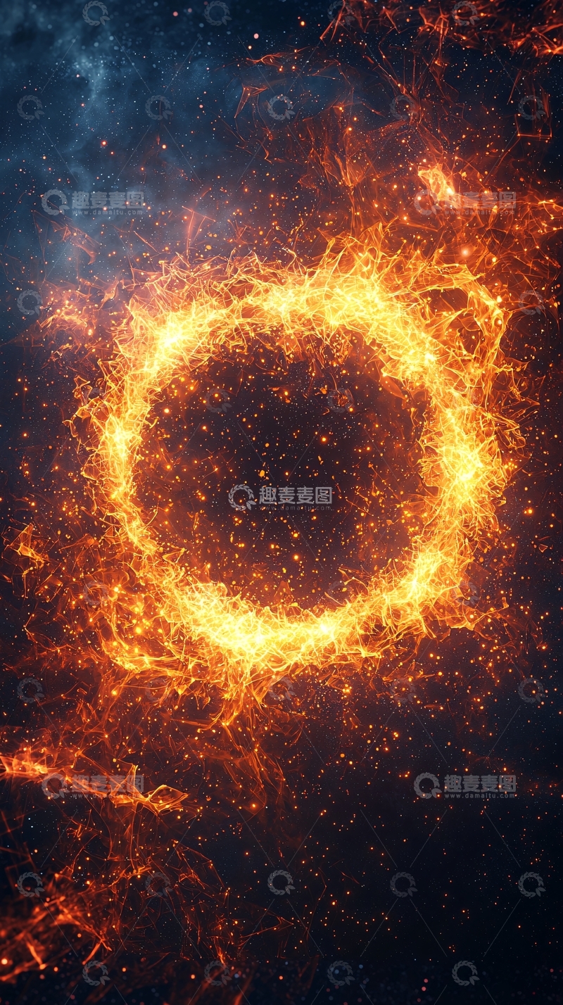 高清大图下载【趣麦麦图】火焰环绕星空背景