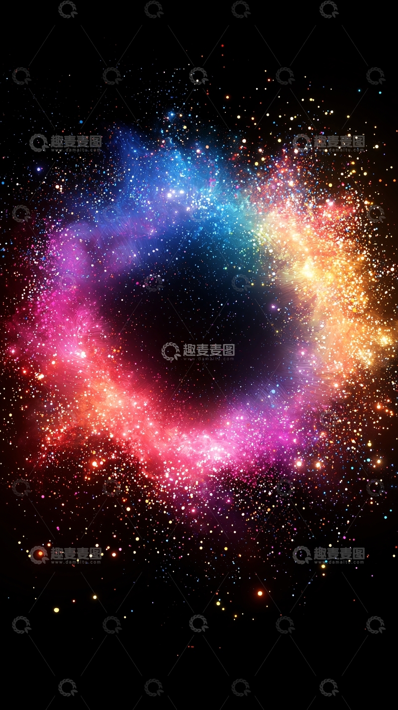 高清大图下载【趣麦麦图】彩色星云环绕黑洞