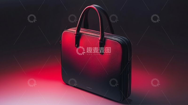 高清大图下载【趣麦麦图】暗红色灯光下的黑色公文包
