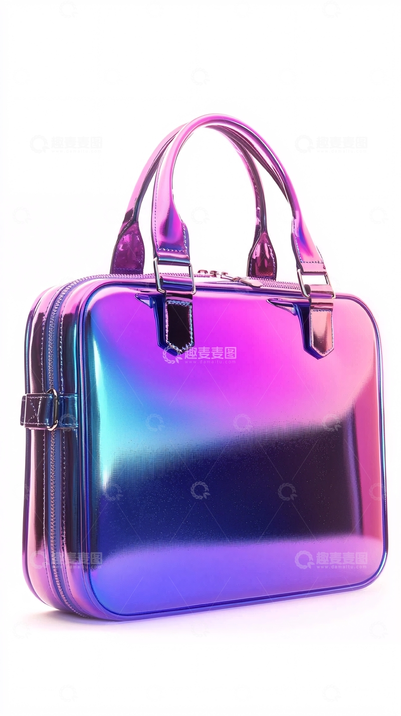 高清大图下载【趣麦麦图】镭射渐变色手提包