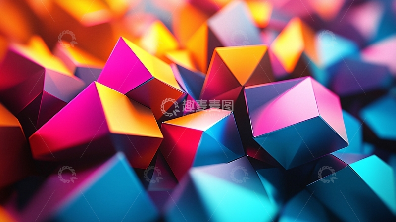 高清大图下载【趣麦麦图】彩色几何体堆叠