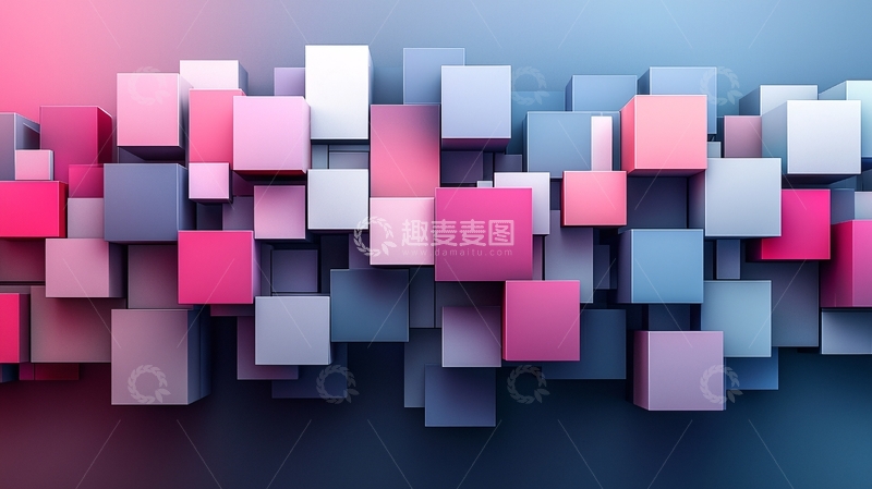 高清大图下载【趣麦麦图】彩色方块堆叠