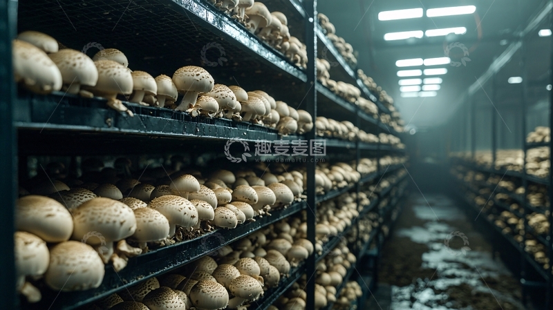 高清大图下载【趣麦麦图】大型真菌种植车间
