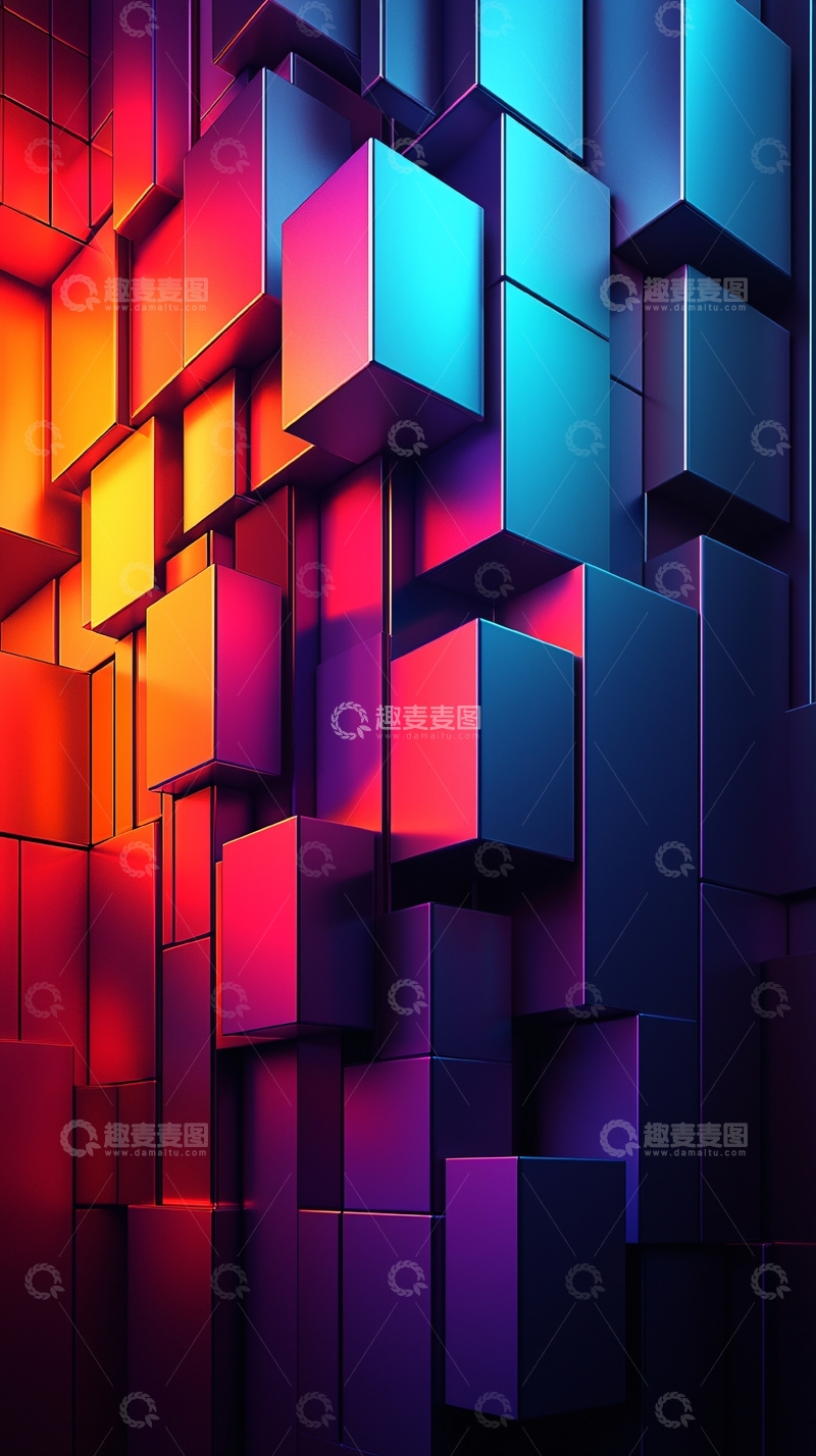 高清大图下载【趣麦麦图】彩色渐变立方体堆叠