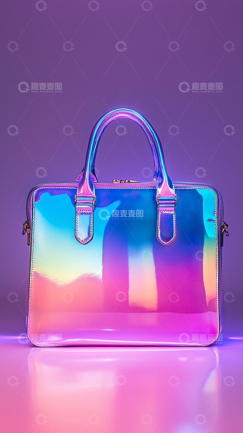 高清大图下载【趣麦麦图】彩虹镭射手提包