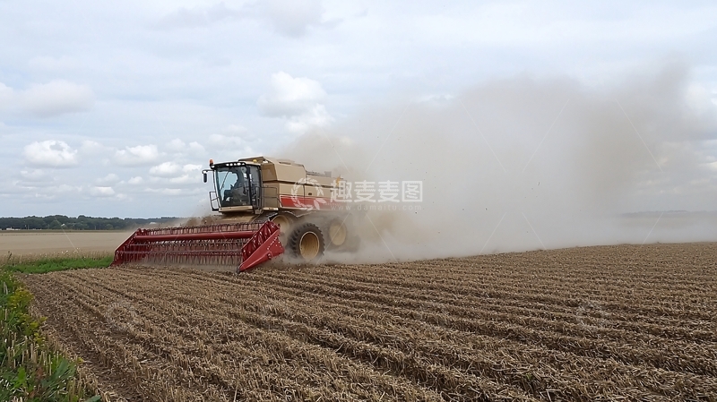 高清大图下载【趣麦麦图】收割机在田间作业