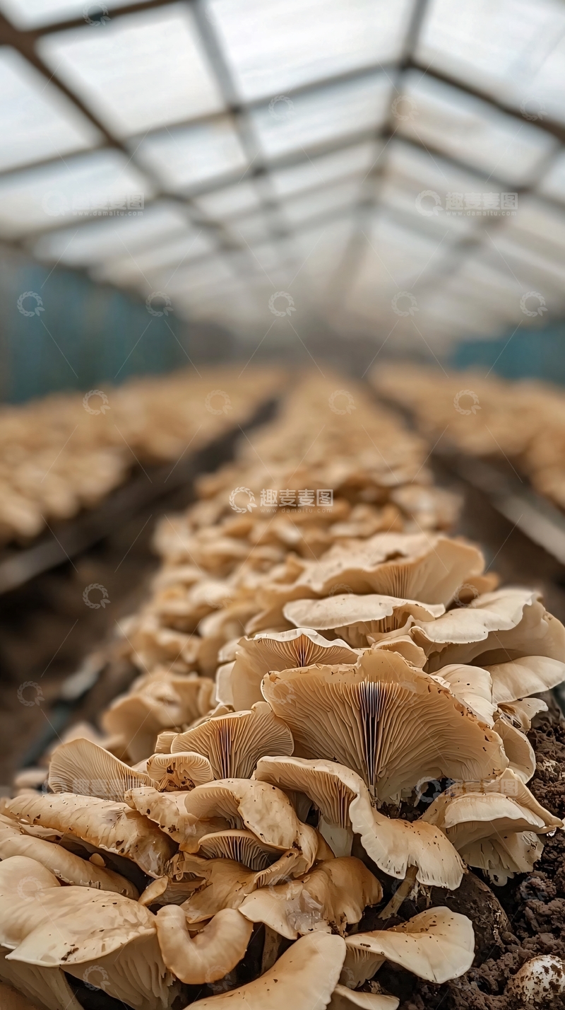 高清大图下载【趣麦麦图】温室大棚里种植的菌类