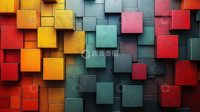 高清大图下载【趣麦麦图】彩色方块背景