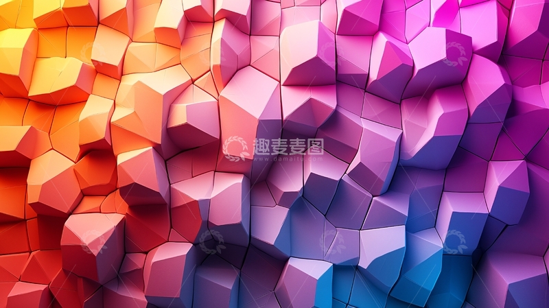 高清大图下载【趣麦麦图】彩色几何多面体背景