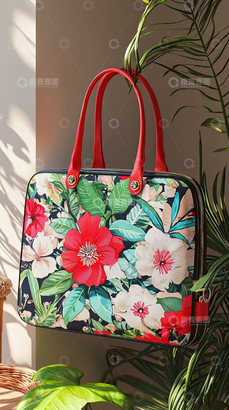高清大图下载【趣麦麦图】红花绿叶笔记本电脑包