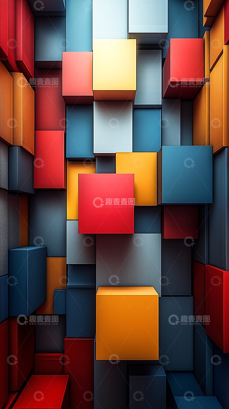 高清大图下载【趣麦麦图】彩色立方体堆叠