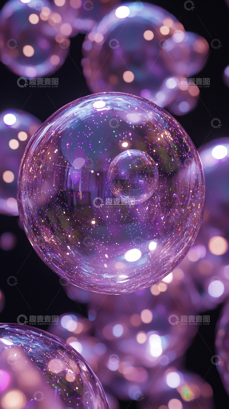 高清大图下载【趣麦麦图】紫色泡泡