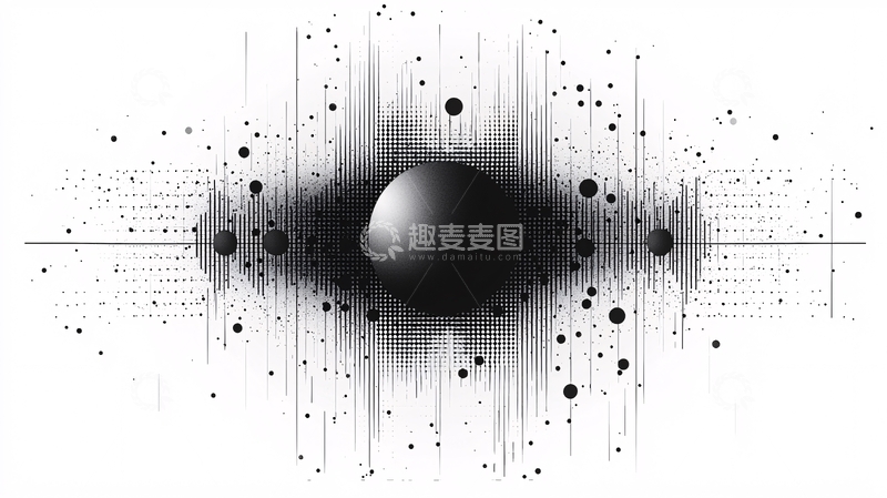 高清大图下载【趣麦麦图】黑白球体环绕粒子