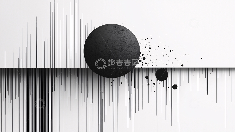 高清大图下载【趣麦麦图】抽象黑白球体与线条