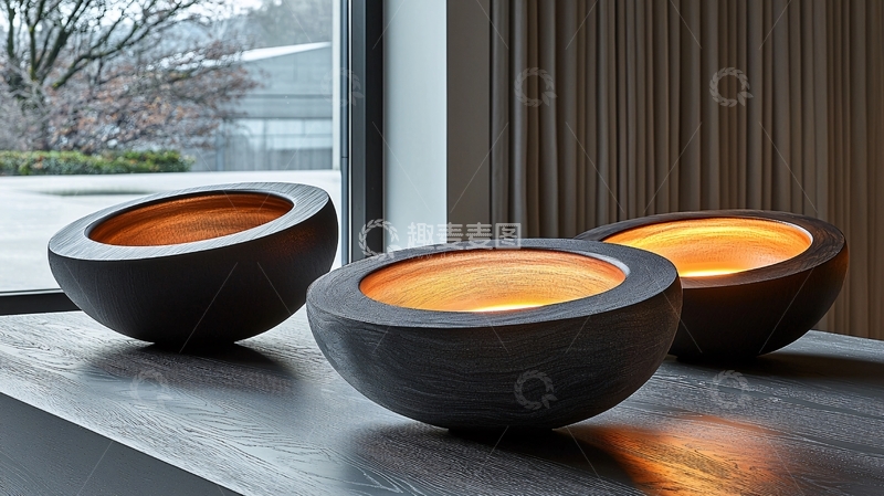 高清大图下载【趣麦麦图】木质碗状烛台