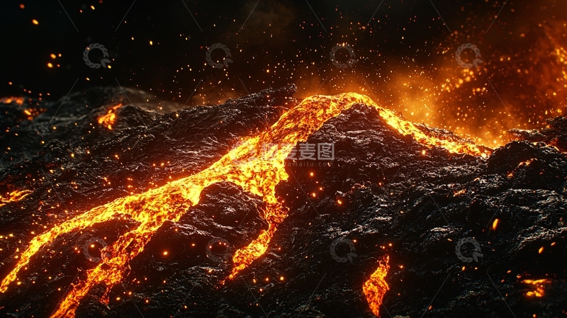 高清大图下载【趣麦麦图】熔岩喷发壮观景象