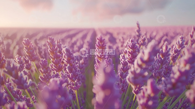 高清大图下载【趣麦麦图】日落薰衣草田野
