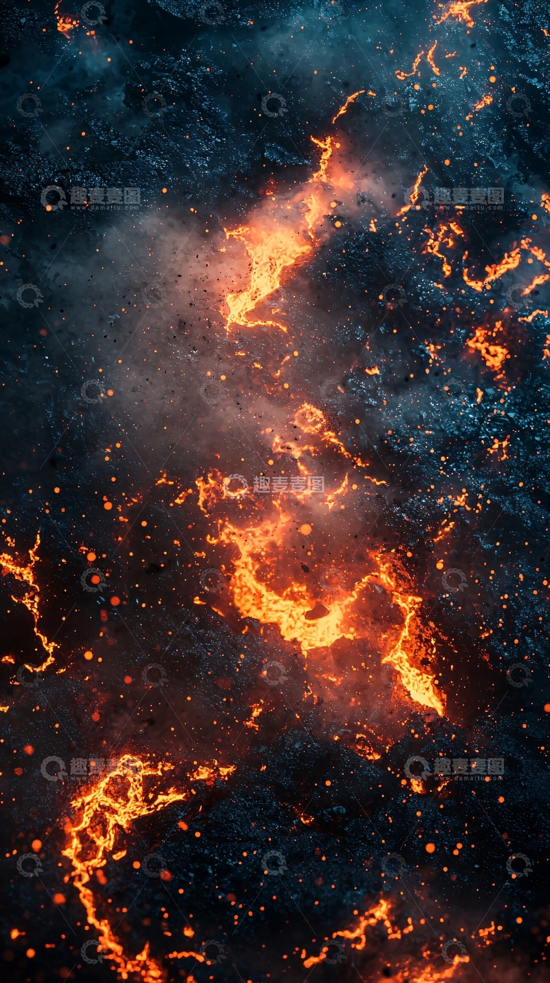 高清大图下载【趣麦麦图】熔岩流淌的火山地貌