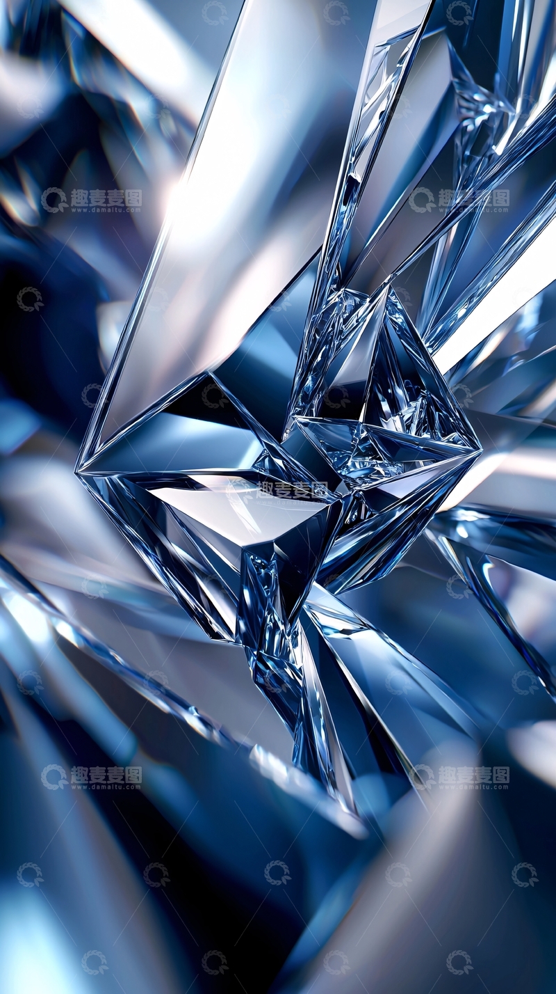 高清大图下载【趣麦麦图】蓝色冰晶几何体