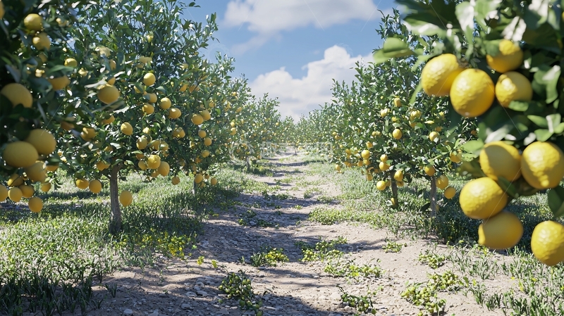 高清大图下载【趣麦麦图】阳光明媚的柠檬果园