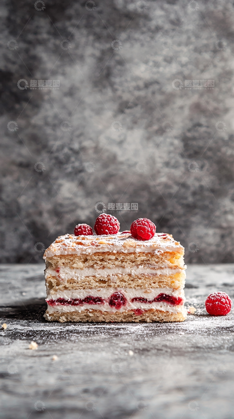 高清大图下载【趣麦麦图】美味树莓奶油千层蛋糕