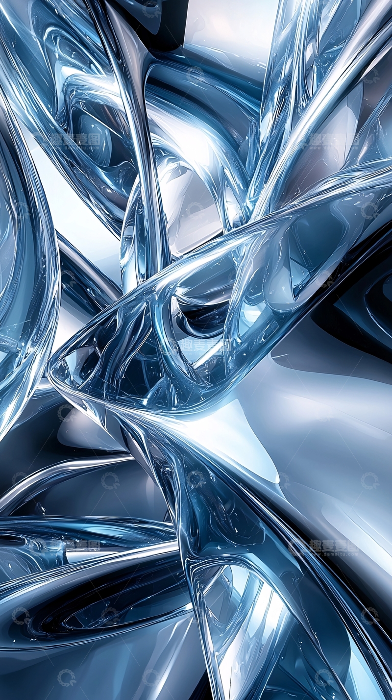 高清大图下载【趣麦麦图】抽象蓝色金属质感