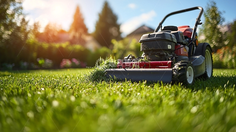 高清大图下载【趣麦麦图】阳光下割草机修剪草坪