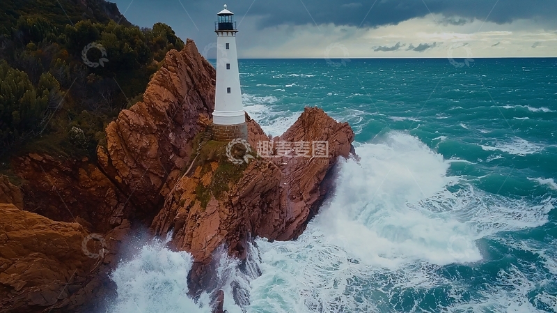 高清大图下载【趣麦麦图】暴风雨中的灯塔