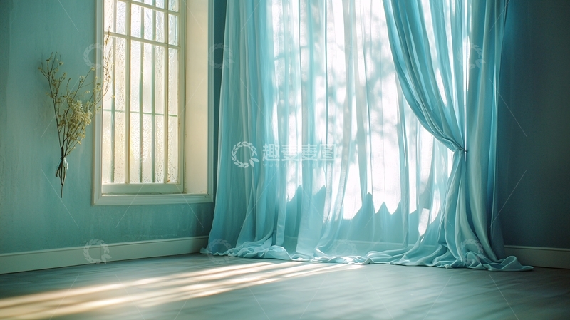 高清大图下载【趣麦麦图】蓝色窗帘