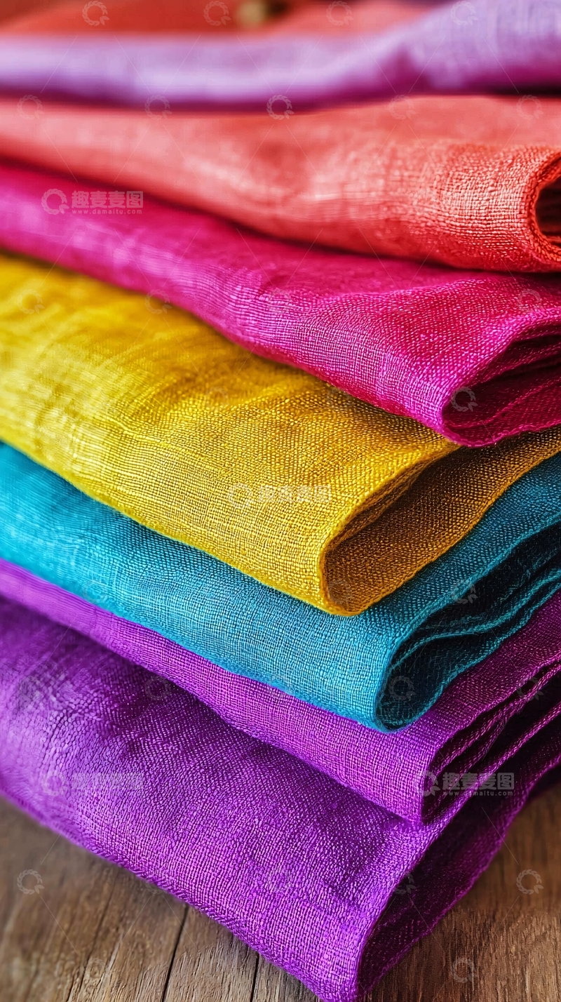 高清大图下载【趣麦麦图】彩色丝绸布料堆叠