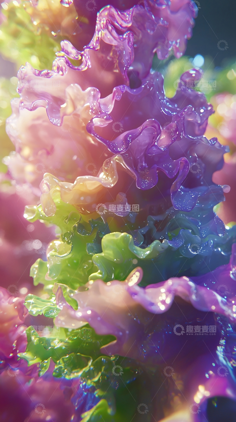 高清大图下载【趣麦麦图】梦幻彩虹褶皱液体