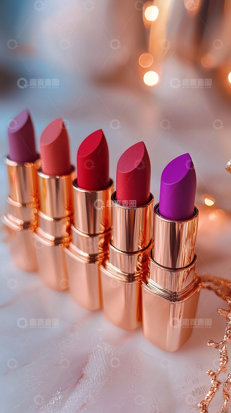 高清大图下载【趣麦麦图】金色外壳口红套装