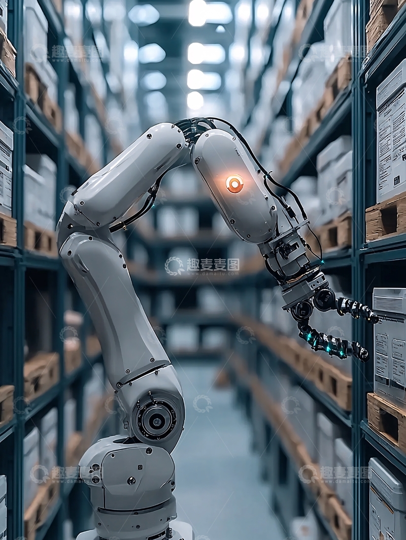 高清大图下载【趣麦麦图】仓库中机器手臂工作