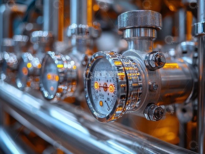 高清大图下载【趣麦麦图】工业管道压力表特写