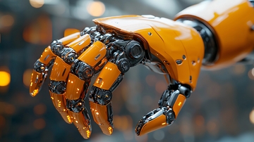 橙色机械手臂特写