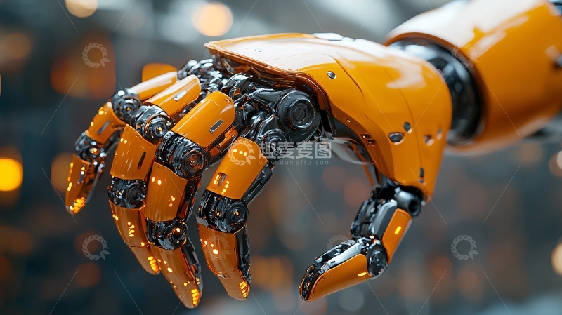 高清大图下载【趣麦麦图】橙色机械手臂特写