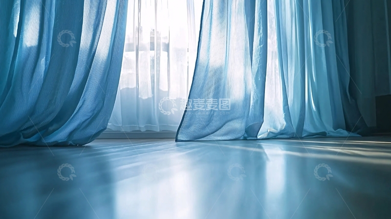 高清大图下载【趣麦麦图】蓝色窗帘