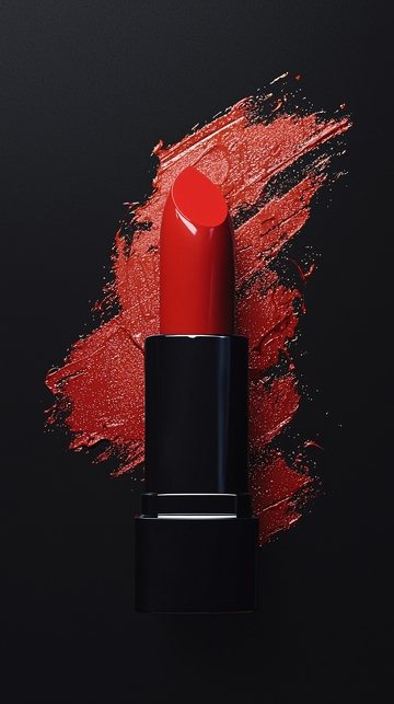 黑色背景正红色口红