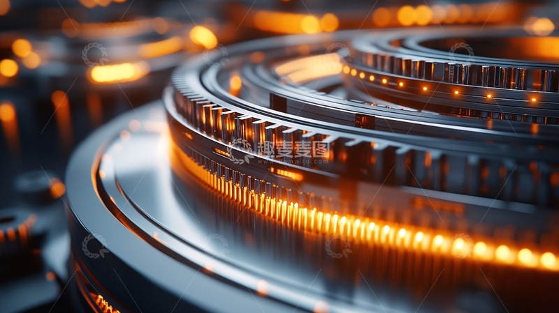 高清大图下载【趣麦麦图】精密机械齿轮发出暖光