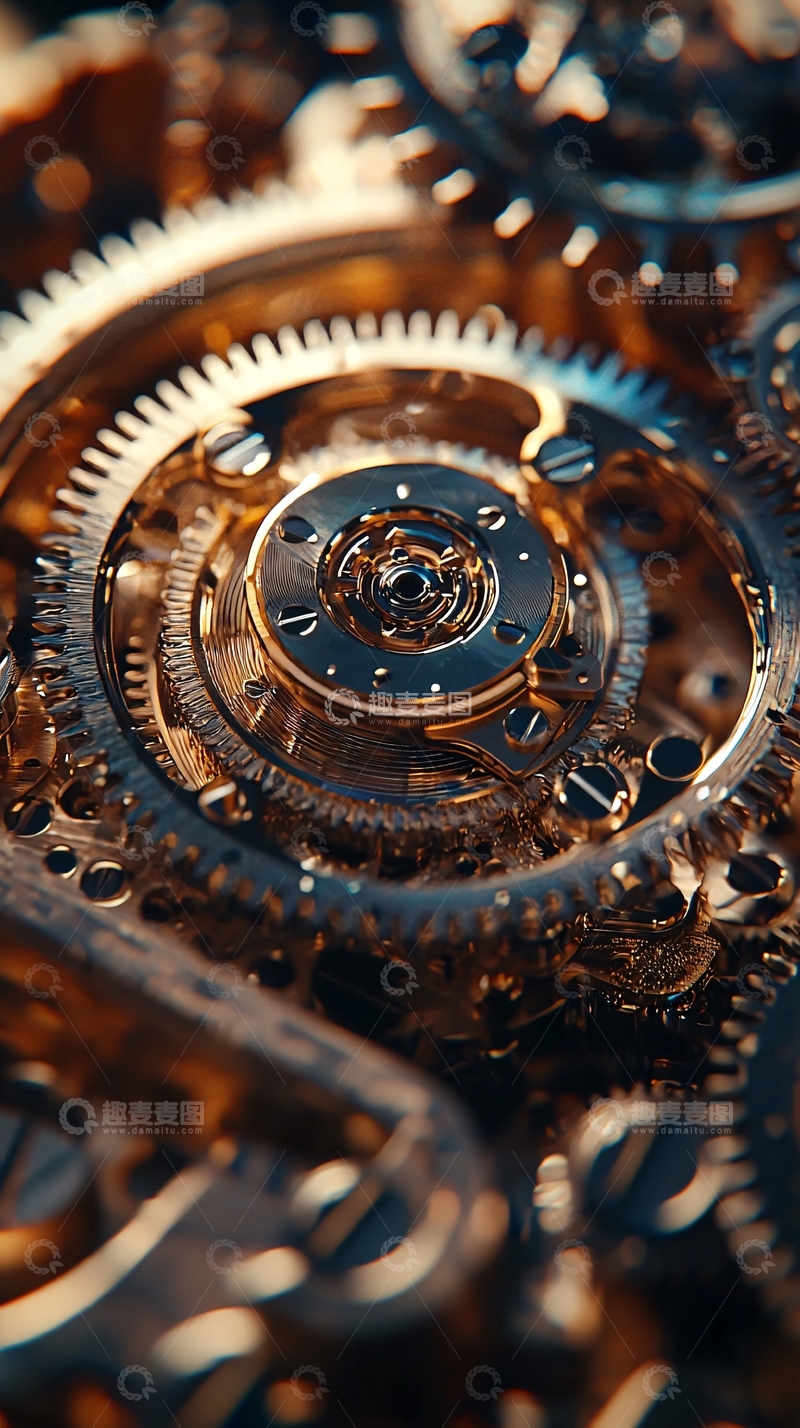 高清大图下载【趣麦麦图】精密的金色机械装置